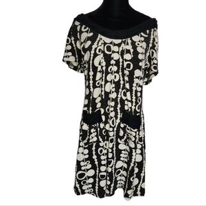 Vintage off shoulder unique print dress